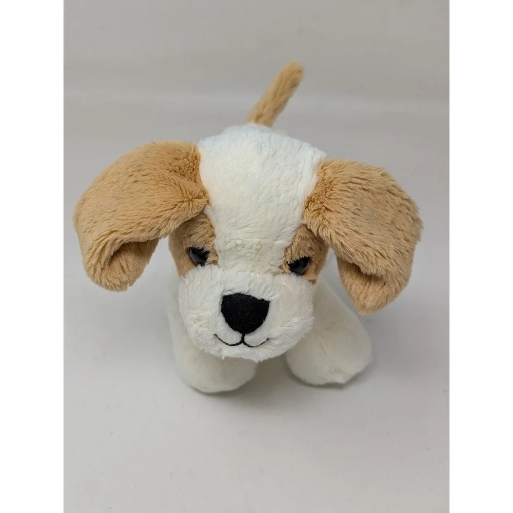 Battat Puppy‎ Dog Plush Red Collar Stuffed Animal Vintage Y2K Cute White Brown